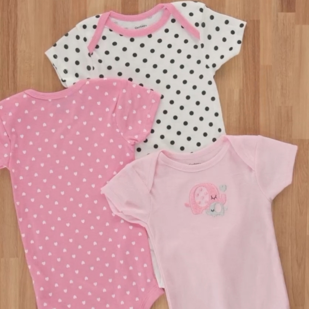 Gerber Pink and White Polka Dot Bodysuits